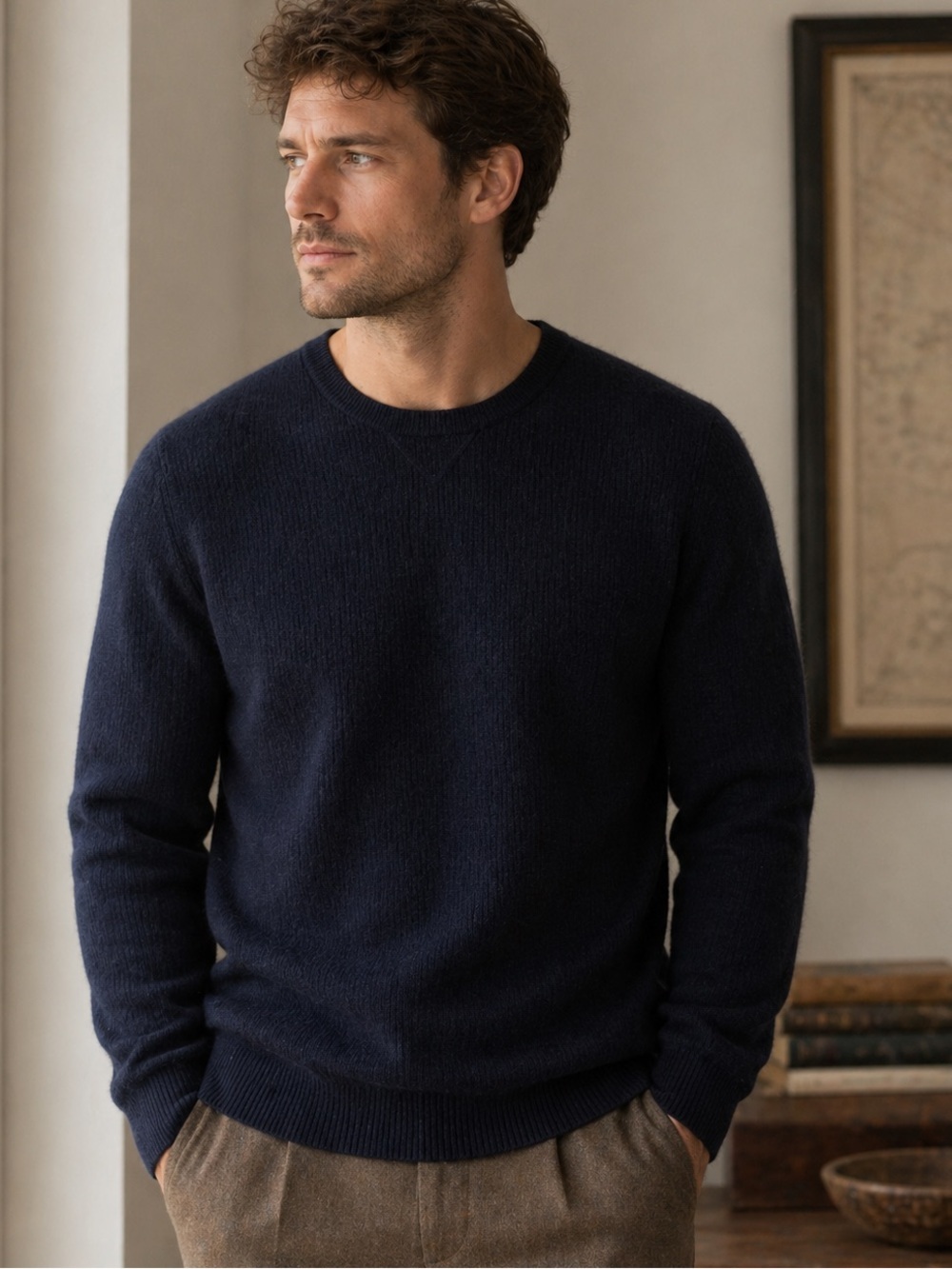 Hudson Bay Company Cashmere Navy Crewneck Sweater